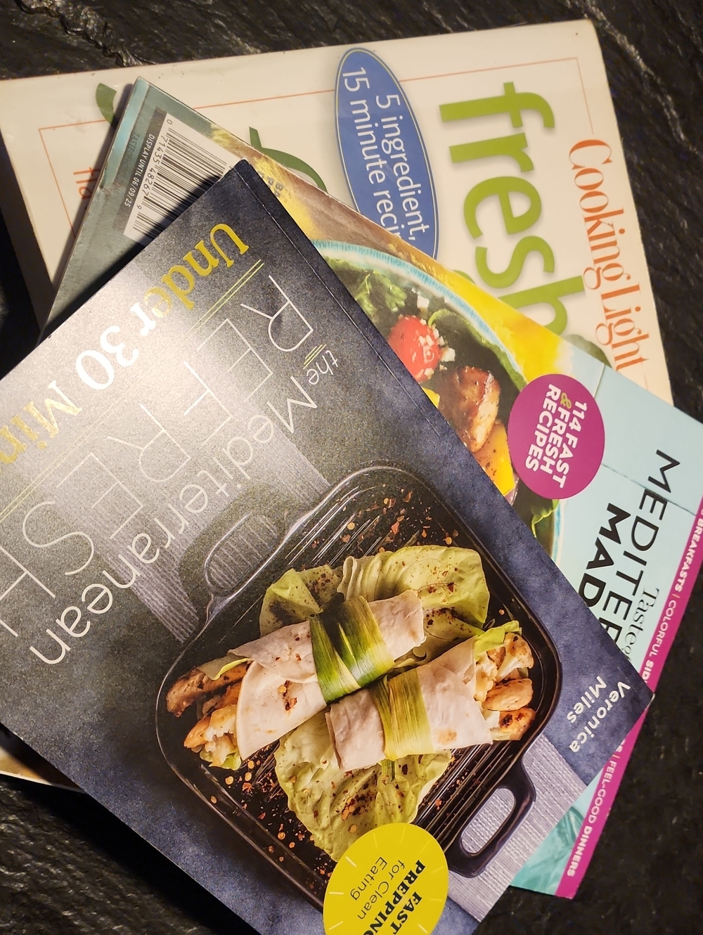 Mediterranean & Fresh Cookbooks - Blue and Green Covers